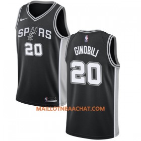 Maillot NBA San Antonio Spurs Manu Ginobili 20 Nike 2017-18 Noir Swingman - Homme